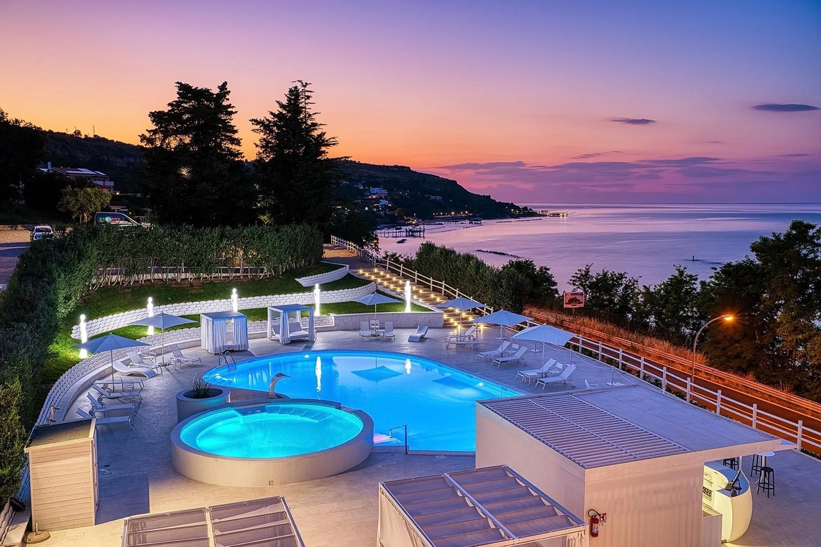 Pool at Terrazza Setterose at sunset